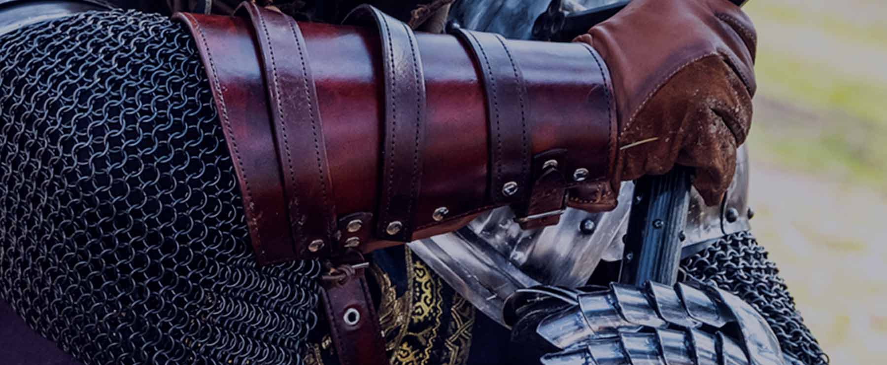 Steampunk Samurai Leather Bracer Long Glove Viking Wrist Guard Cuff  Medieval Arm