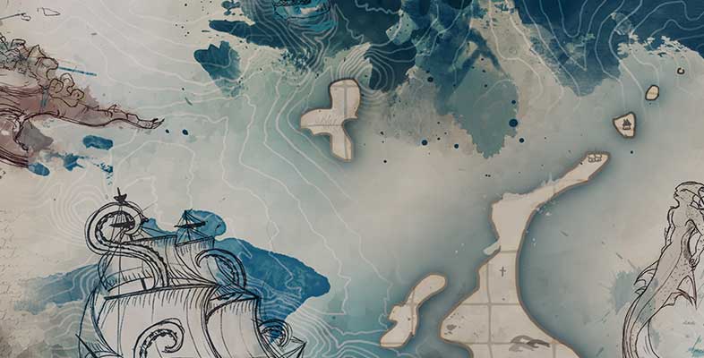 Banner with the sample of canvas printing in the pirate fantasy thematique for custom larp costume