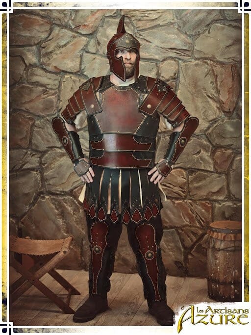 Roman Greaves with Knee Leather Greaves Les Artisans d'Azure