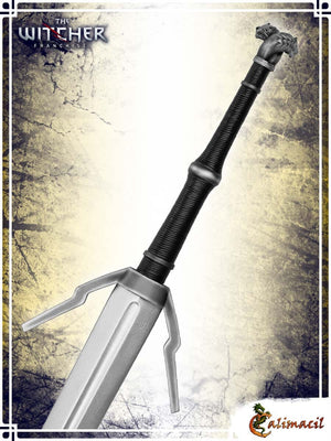 The Witcher - Geralt's Silver Sword (Wolf Heads) Two Handed Swords Calimacil