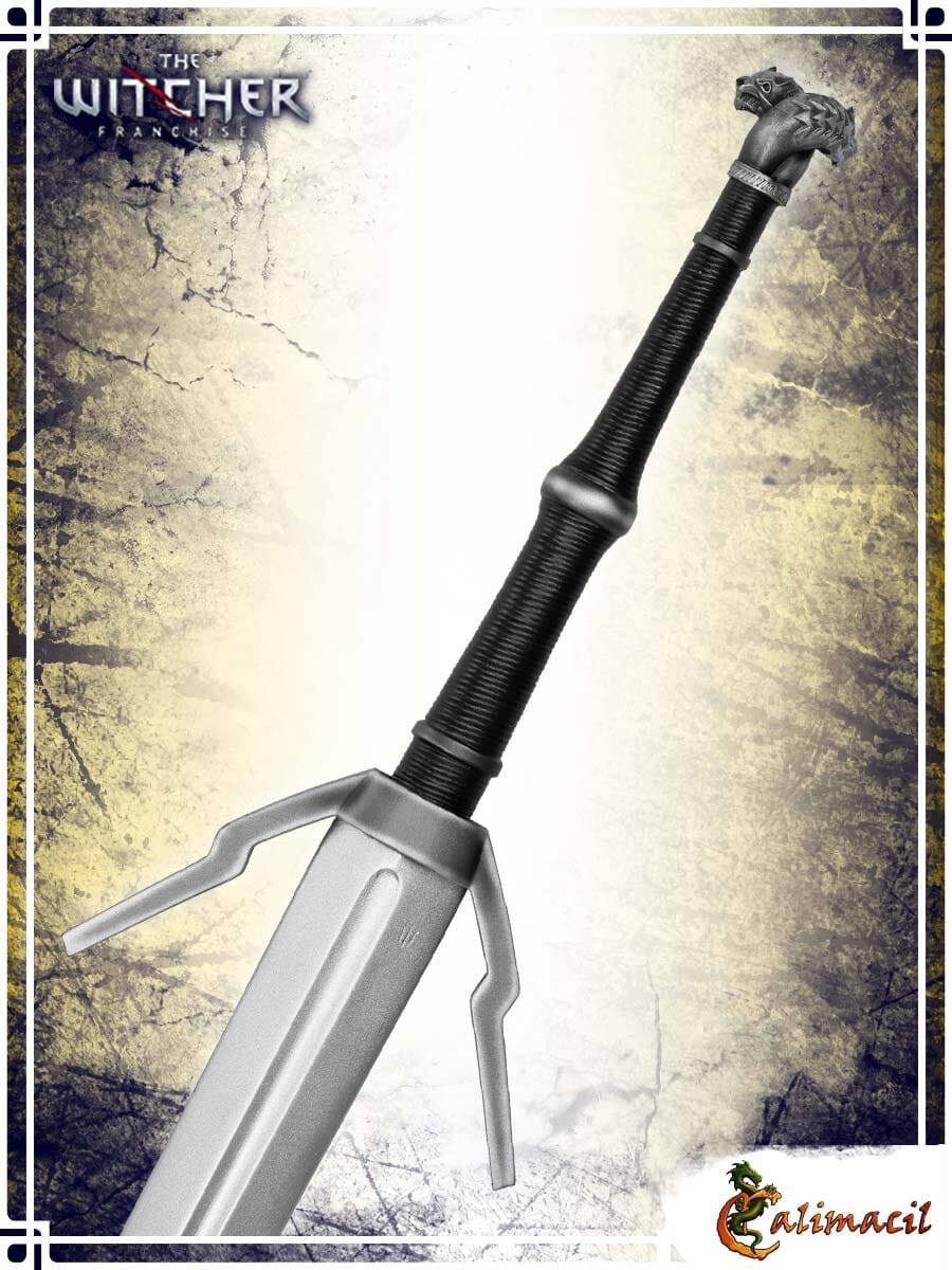 The Witcher - Geralt's Silver Sword (Wolf Heads) Two Handed Swords Calimacil