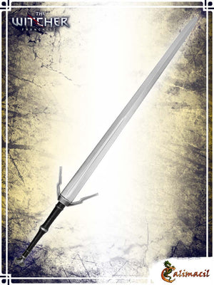 The Witcher - Geralt's Silver Sword (Wolf Heads) Two Handed Swords Calimacil
