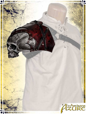 Bloodwalker Skull Pauldron Leather Pauldrons Les Artisans d'Azure Red|Black