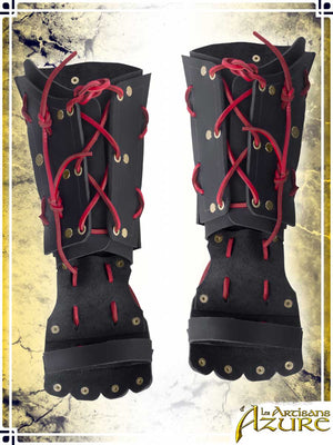 Samurai Bracers Leather Bracers Les Artisans d'Azure Black|Red
