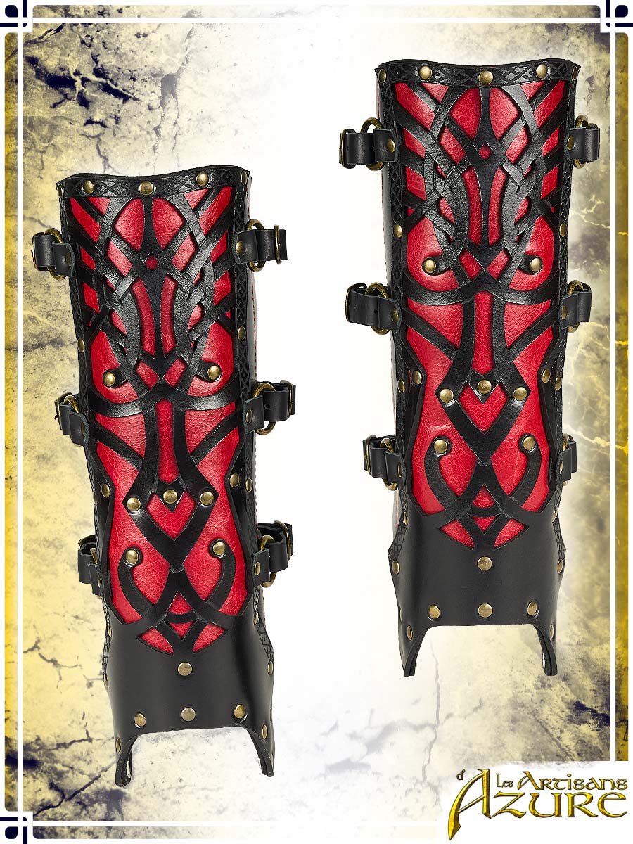 Lord's Greaves Leather Greaves Les Artisans d'Azure Medium|Large Black|Red