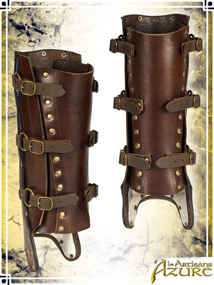 Lord's Greaves Leather Greaves Les Artisans d'Azure XLarge|2XLarge Brown|Blue