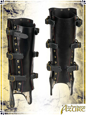 Lord's Greaves Leather Greaves Les Artisans d'Azure XLarge|2XLarge Black|Red