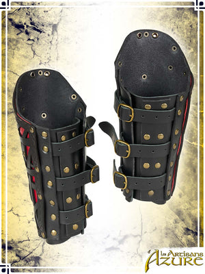 Lord's Bracers Leather Bracers Les Artisans d'Azure XLarge|2XLarge Black|Red