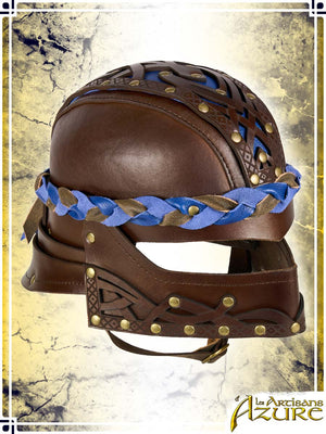 Lord's Helmet Leather Helmets Les Artisans d'Azure Medium Brown|Blue