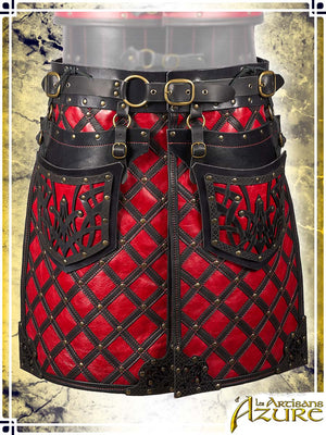 Lord's Skirt with Tassets Combat Belts Les Artisans d'Azure Large Black|Red