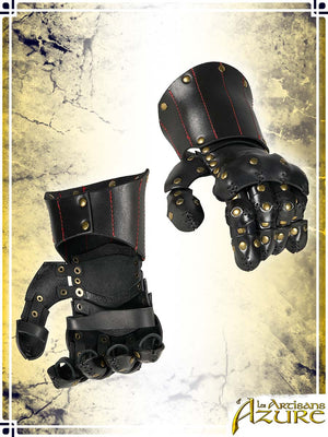 Lord's Gauntlets Leather Bracers Les Artisans d'Azure Black|Red
