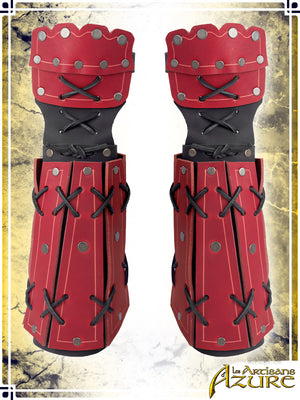 Samurai Bracers Leather Bracers Les Artisans d'Azure Red|Black