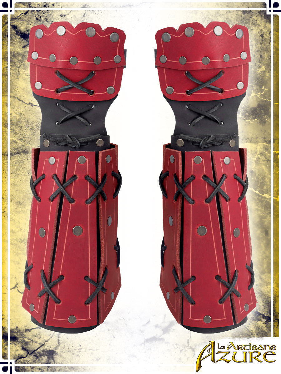 Samurai Bracers Leather Bracers Les Artisans d'Azure Red|Black
