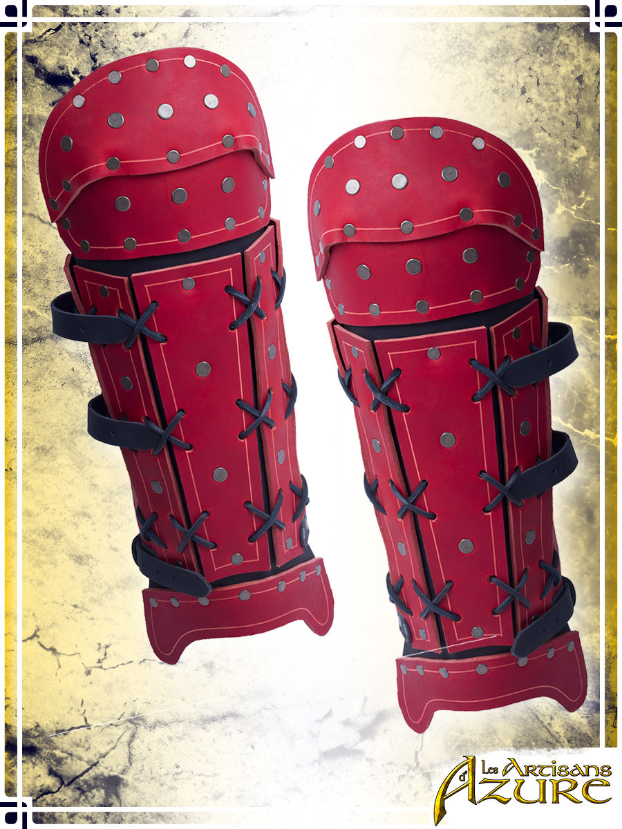 Samurai Greaves Leather Greaves Les Artisans d'Azure Red|Black