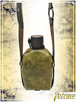 Leather Canteen Flasks & Bottles Les Artisans d'Azure Green