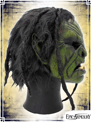Green Orc Brute Mask with Hair (Medium) Latex Masks Epic Armoury