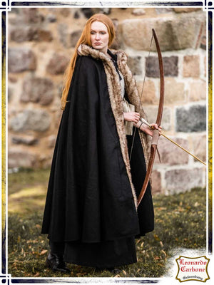 Fjell Cape with Fake Fur - Black Capes Leonardo Carbone