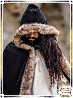 Fjell Cape with Fake Fur - Black Capes Leonardo Carbone