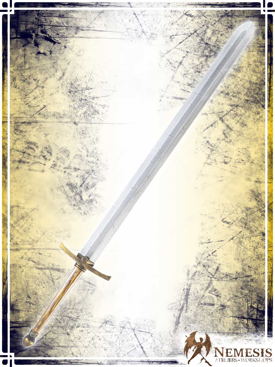 Knight's Sword Swords Ateliers Nemesis - Artisan Notched Brass Bastard Wooden Handle