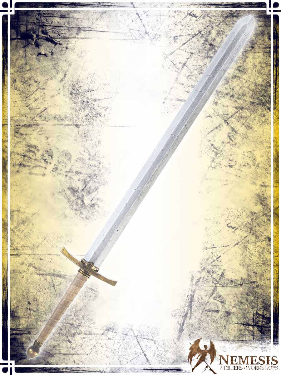 Knight's Sword Swords Ateliers Nemesis - Artisan Notched Brass Bastard Wood|Leather Handle