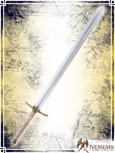 Knight's Sword Swords Ateliers Nemesis - Artisan Notched Brass Bastard Wood|Leather Handle