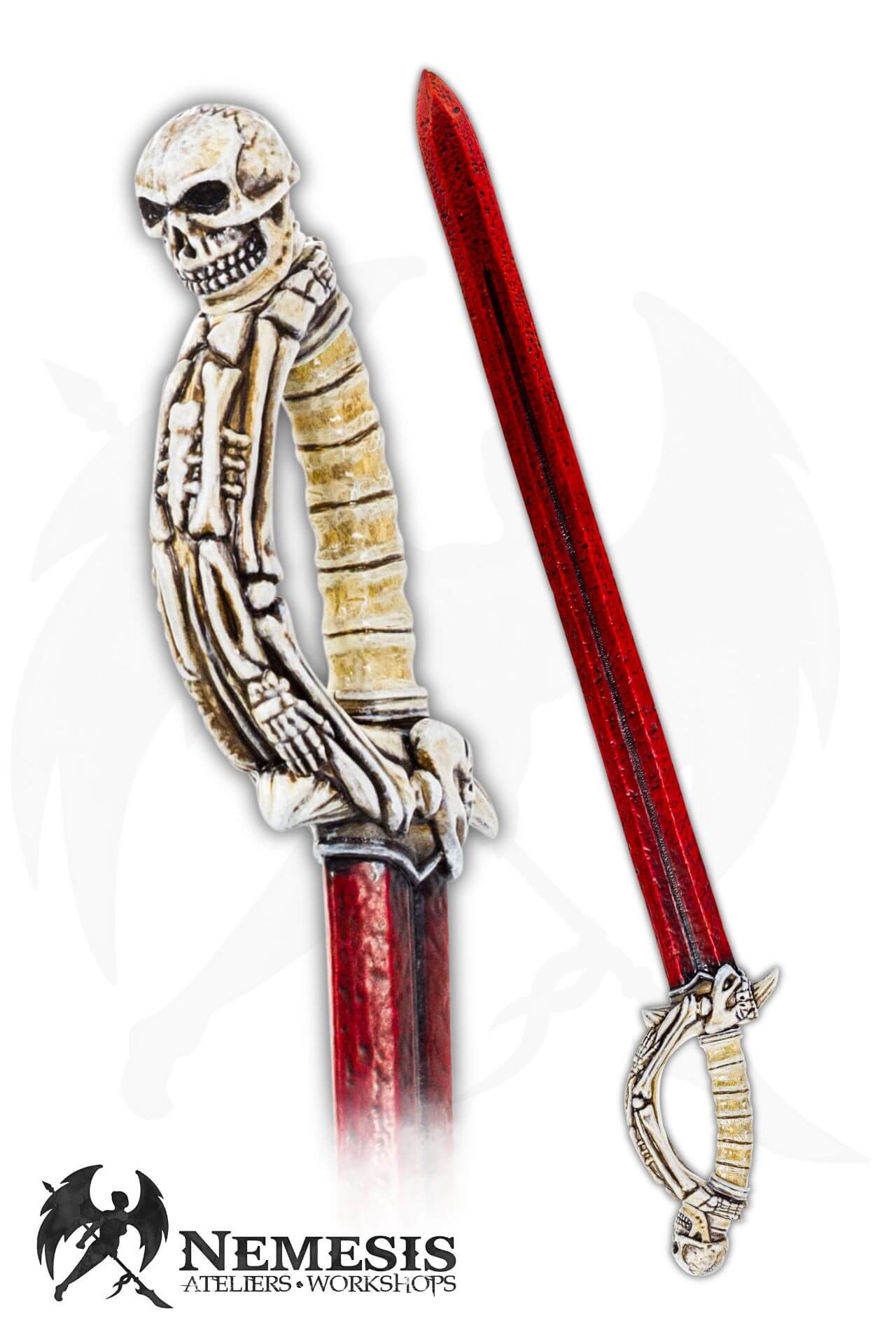 Custom LARP Skeleton Skull Red Blade Sword