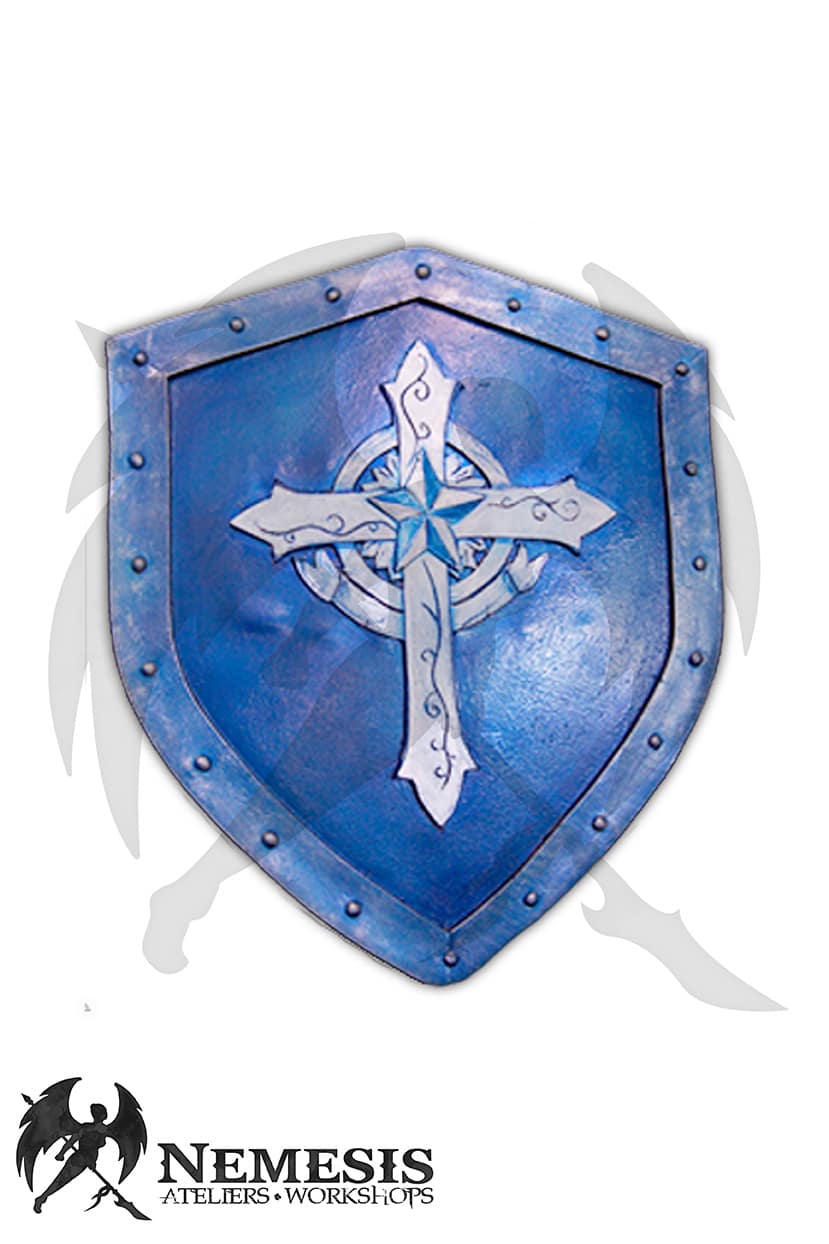 Custom LARP Blue Cross Buckler Shield