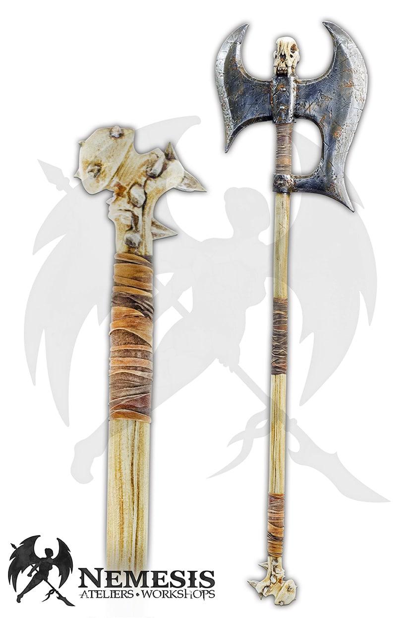 Custom LARP Bones Urgost Skull Axe