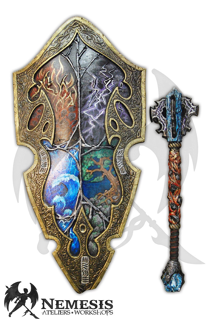 Custom LARP Elemental Shield Mace