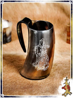 Horn Tankard - Wolf - Cutlery & Tankards by Lord of Battles for LARP enthusiasts