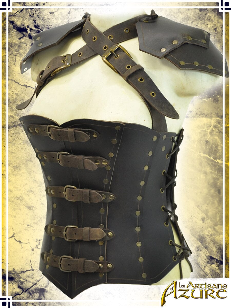 Armor Corset with Pauldrons Female Armors Les Artisans d'Azure Small Brown 