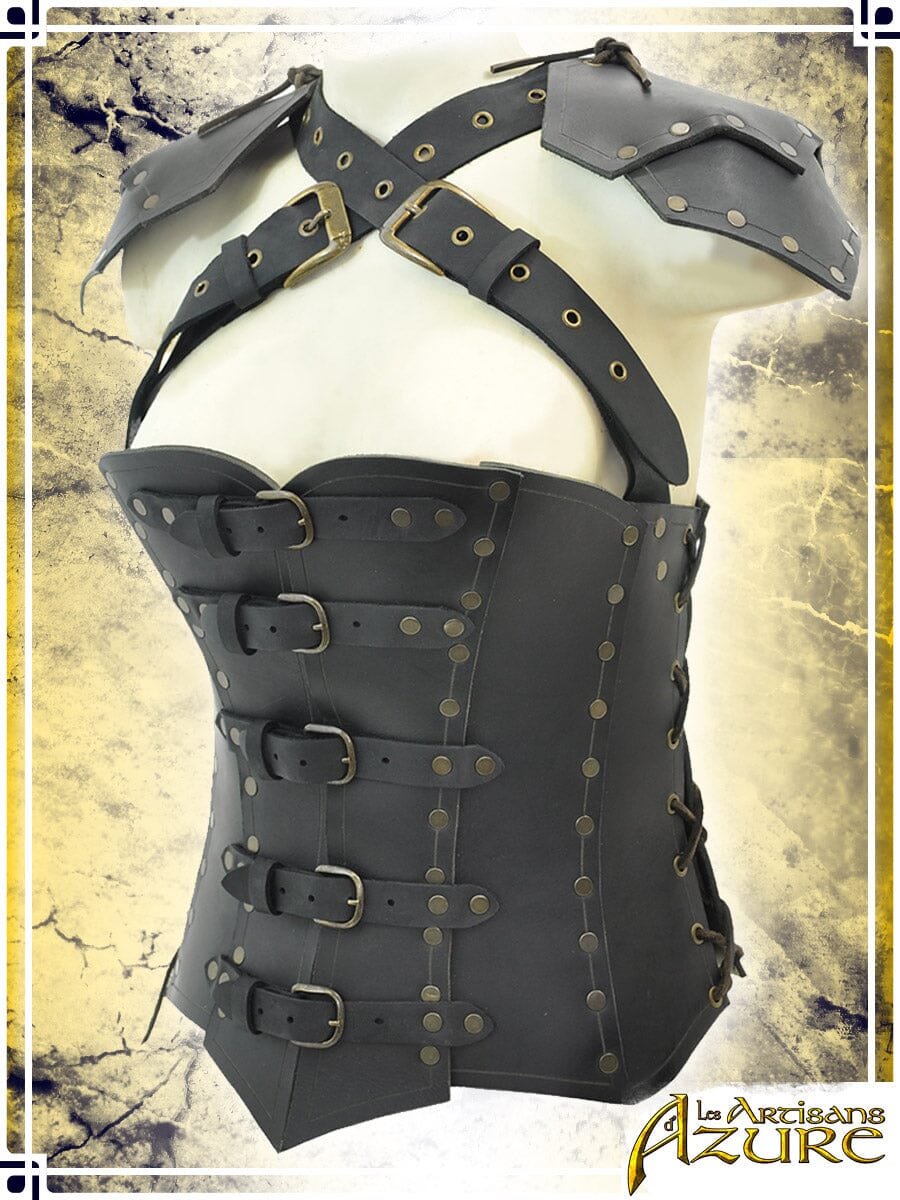 Armor Corset with Pauldrons Female Armors Les Artisans d'Azure Medium Black 