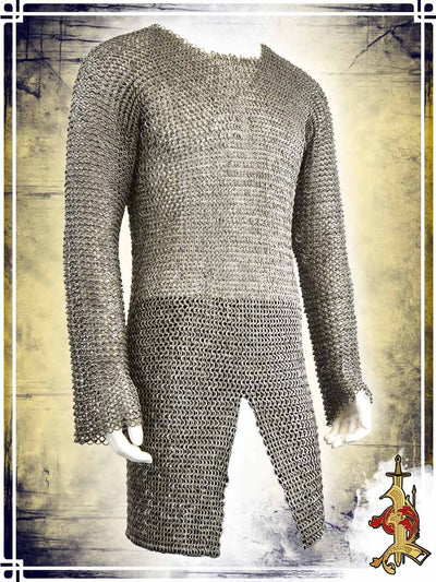 Long Sleeves Riveted Chainmail Haubergeon – 9mm 17ga Chainmails Lord of Battles Large 