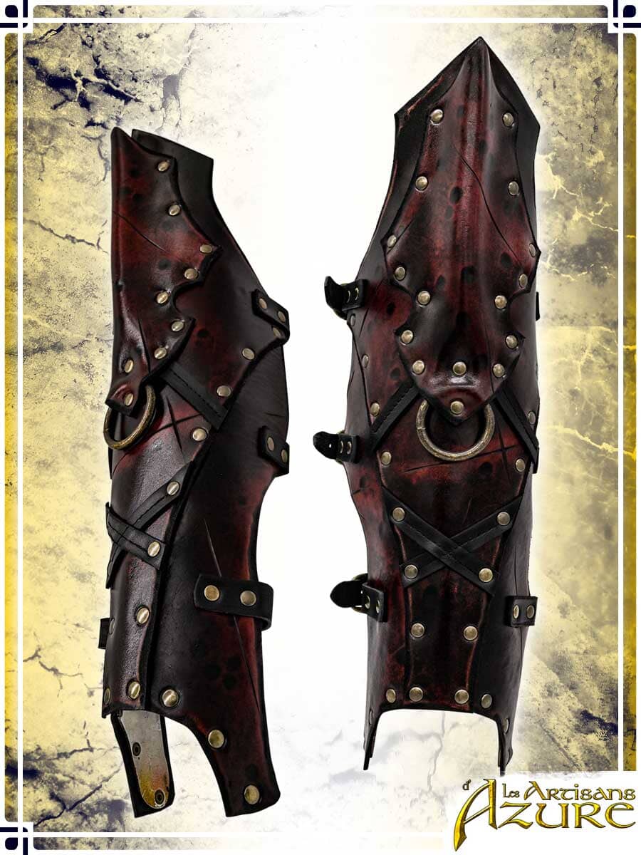 Bloodwalker Greaves Leather Greaves Les Artisans d'Azure Red|Black 