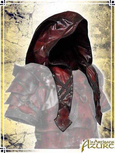 Bloodwalker Leather Hood Hoods Les Artisans d'Azure Red|Black 
