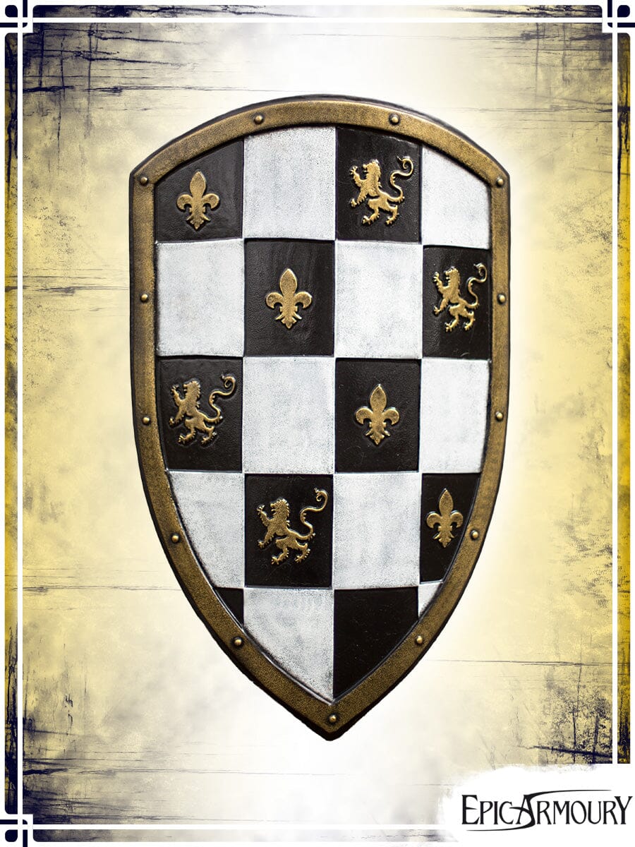 Checkered Shield Latex Shields Epic Armoury White|Gold 
