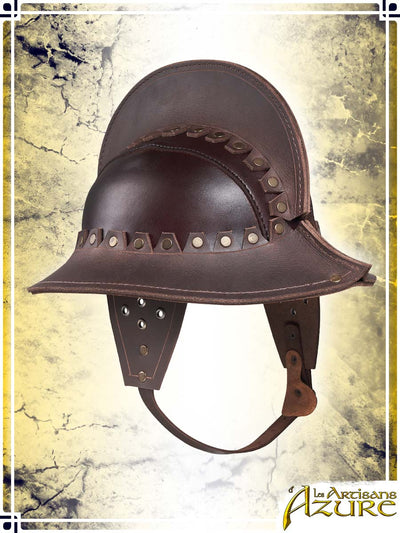 Classic Morion Leather Helmets Les Artisans d'Azure Brown Medium 