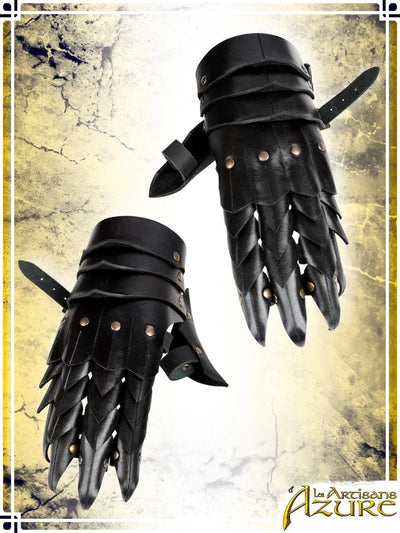 Clawed Gauntlets Leather Bracers Les Artisans d'Azure Black 