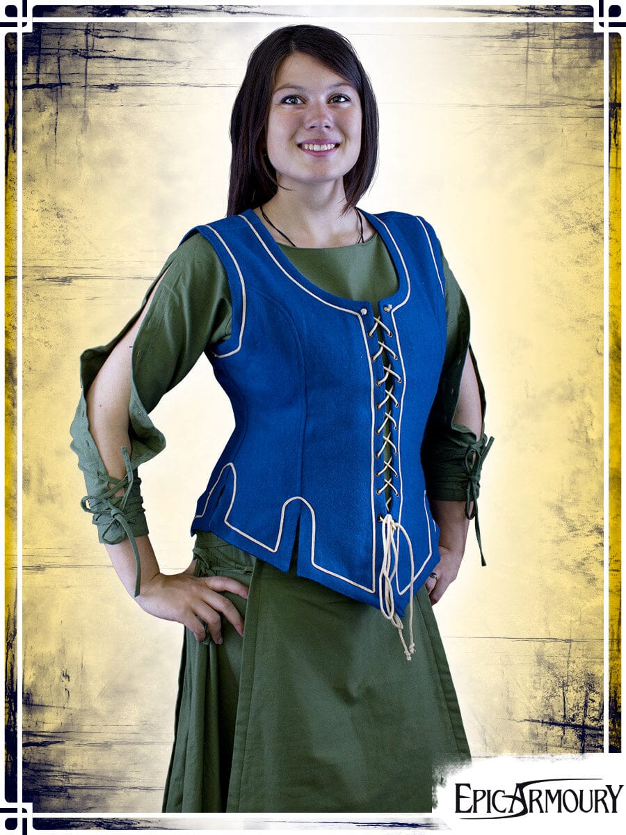 Ladies Medieval Vest Corsets & Large Belts Epic Armoury Blue Small 