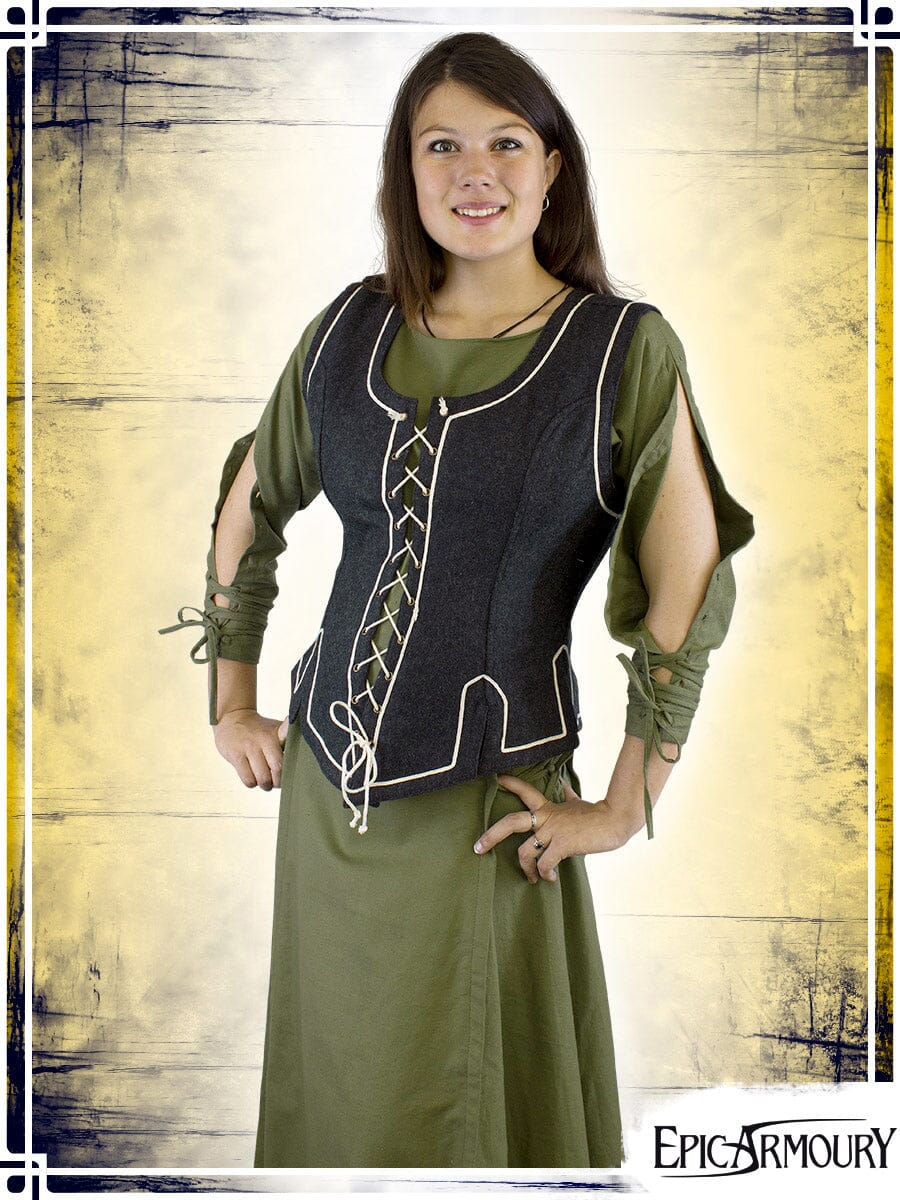 Ladies Medieval Vest Corsets & Large Belts Epic Armoury Grey Small 