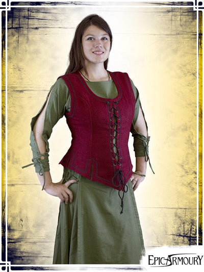 Ladies Medieval Vest Corsets & Large Belts Epic Armoury Red Small 