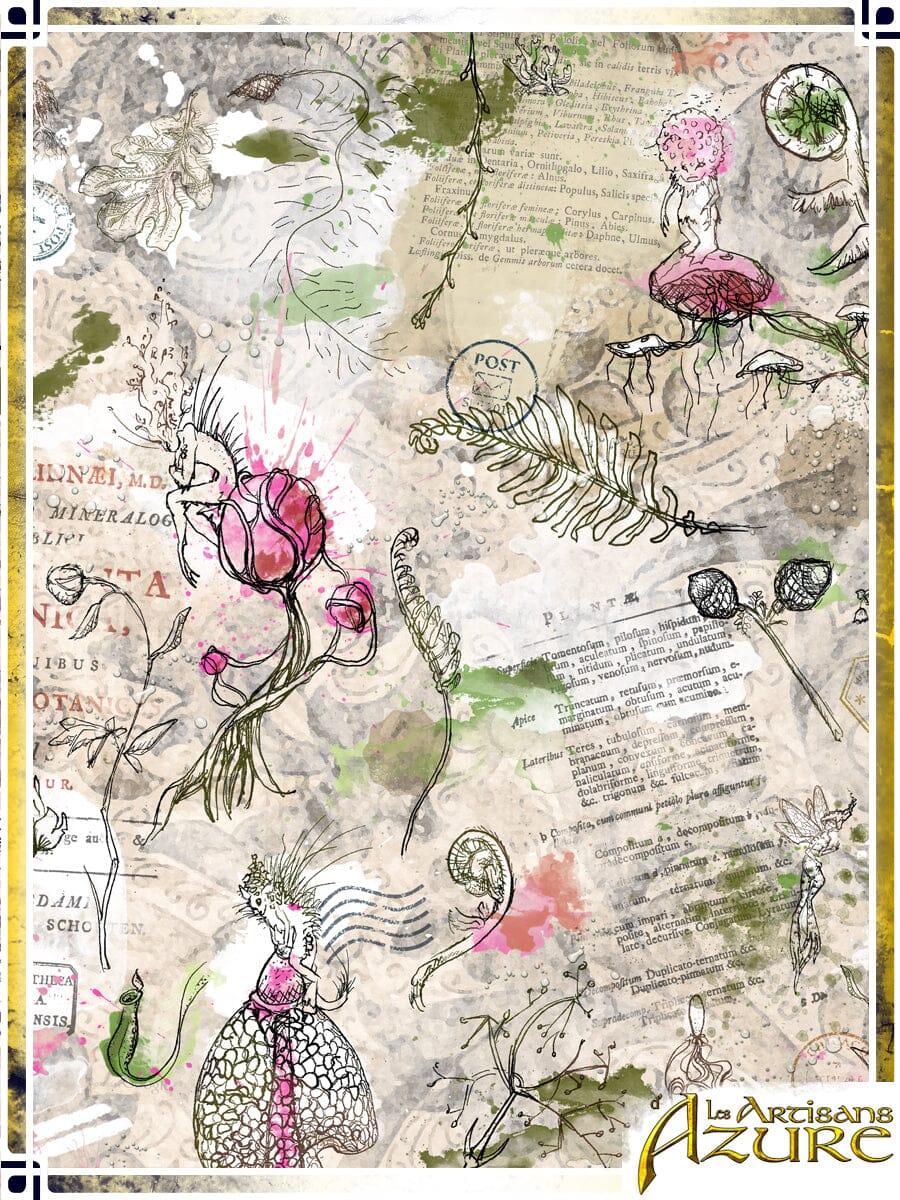 Long Corset Belt Manuscript – Botanist's Herbarium Corsets & Large Belts Les Artisans d'Azure 
