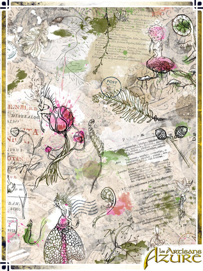Long Corset Belt Manuscript – Botanist's Herbarium Corsets & Large Belts Les Artisans d'Azure 