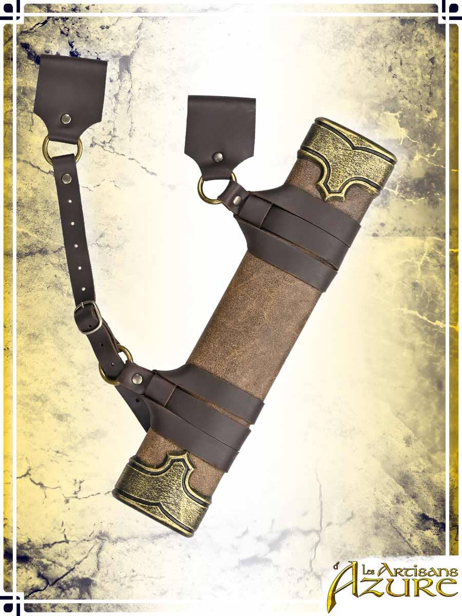 Man-at-Arms' Scabbard - Short Deluxe Scabbards Les Artisans d'Azure Brown|Gold Short Left Hand