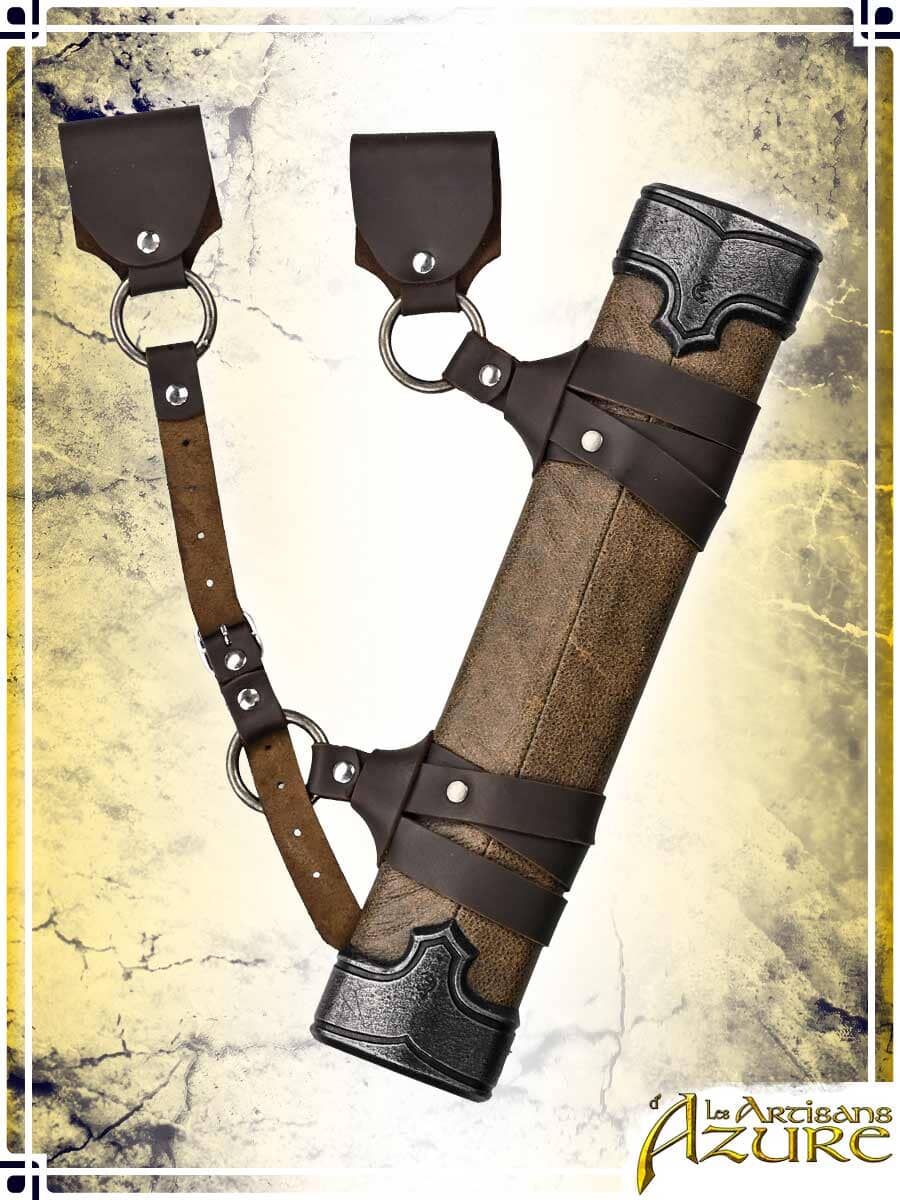 Man-at-Arms' Scabbard - Short Deluxe Scabbards Les Artisans d'Azure Brown|Steel Short Right Hand