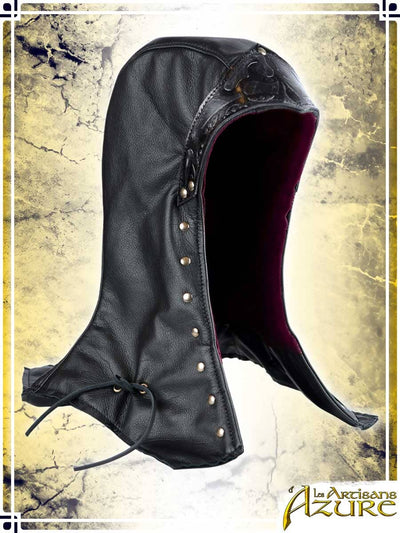 Assassin Leather Hood Hoods Les Artisans d'Azure Raspberry red 