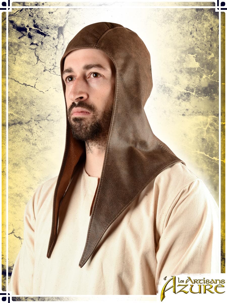 Leather Long Hood Leather Hats Les Artisans d'Azure Brown 