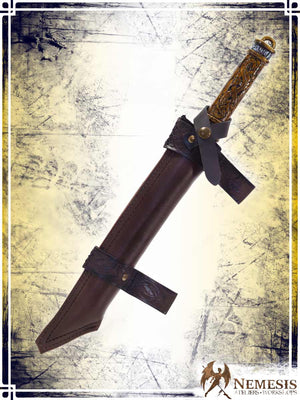 Athena Scabbard - Viking Seax Deluxe Scabbards Ateliers Nemesis - Athena Brown leather 