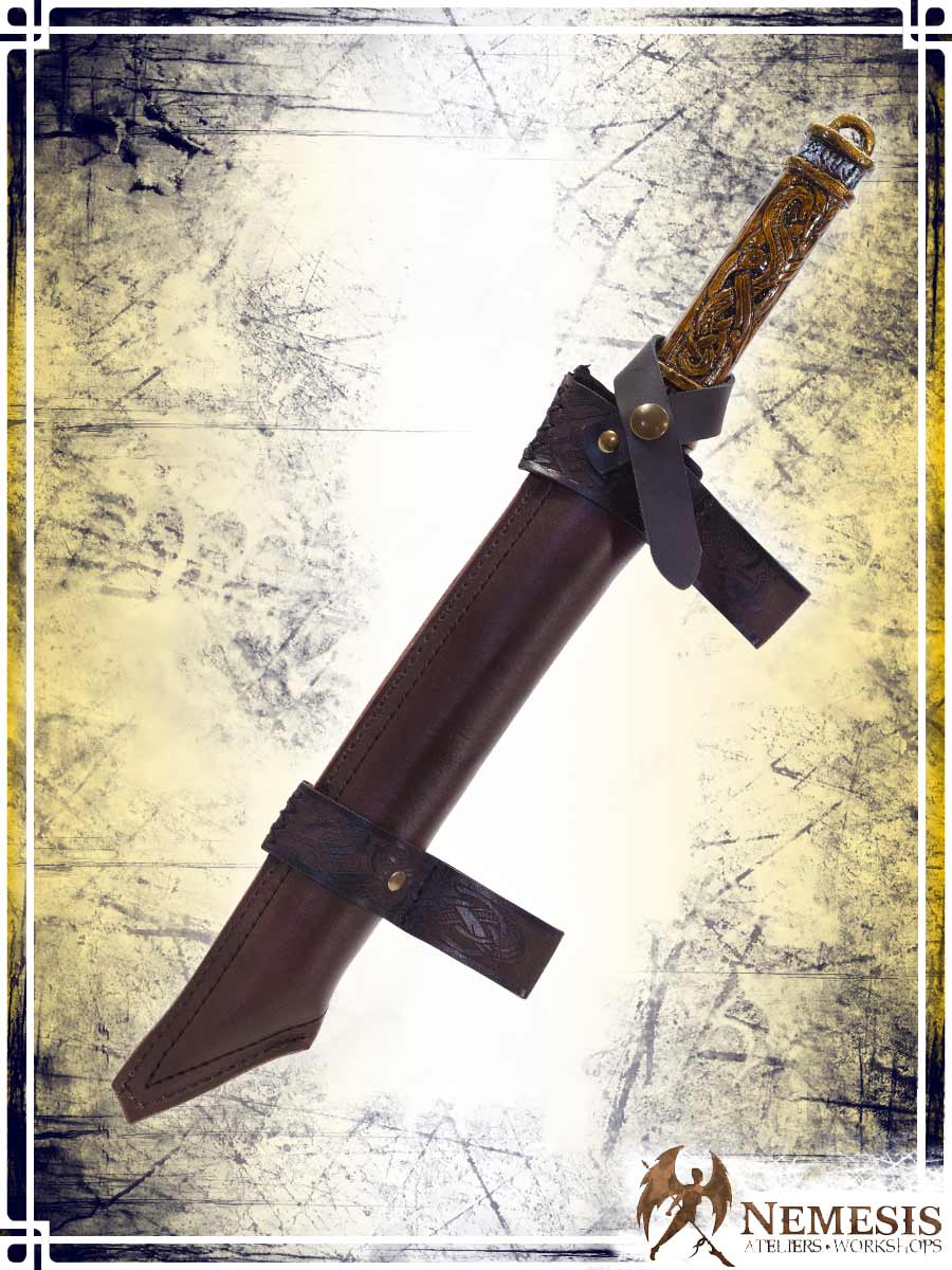 Athena Scabbard - Viking Seax Deluxe Scabbards Ateliers Nemesis - Athena Brown leather 
