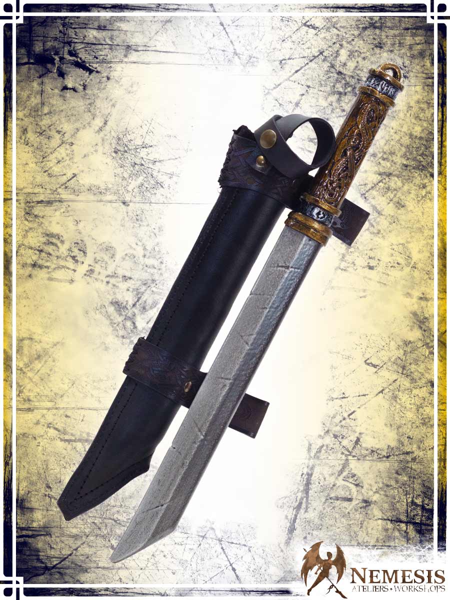Athena Scabbard - Viking Seax Deluxe Scabbards Ateliers Nemesis - Athena Black leather 